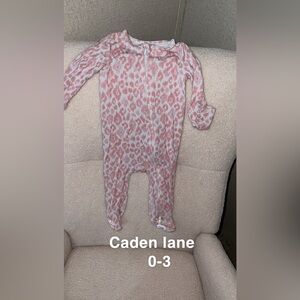Caden lane bamboo zip romper pink leopard print 0-3